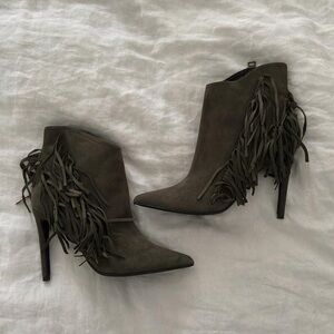 All Saints Olive Fringe Heeled Boots